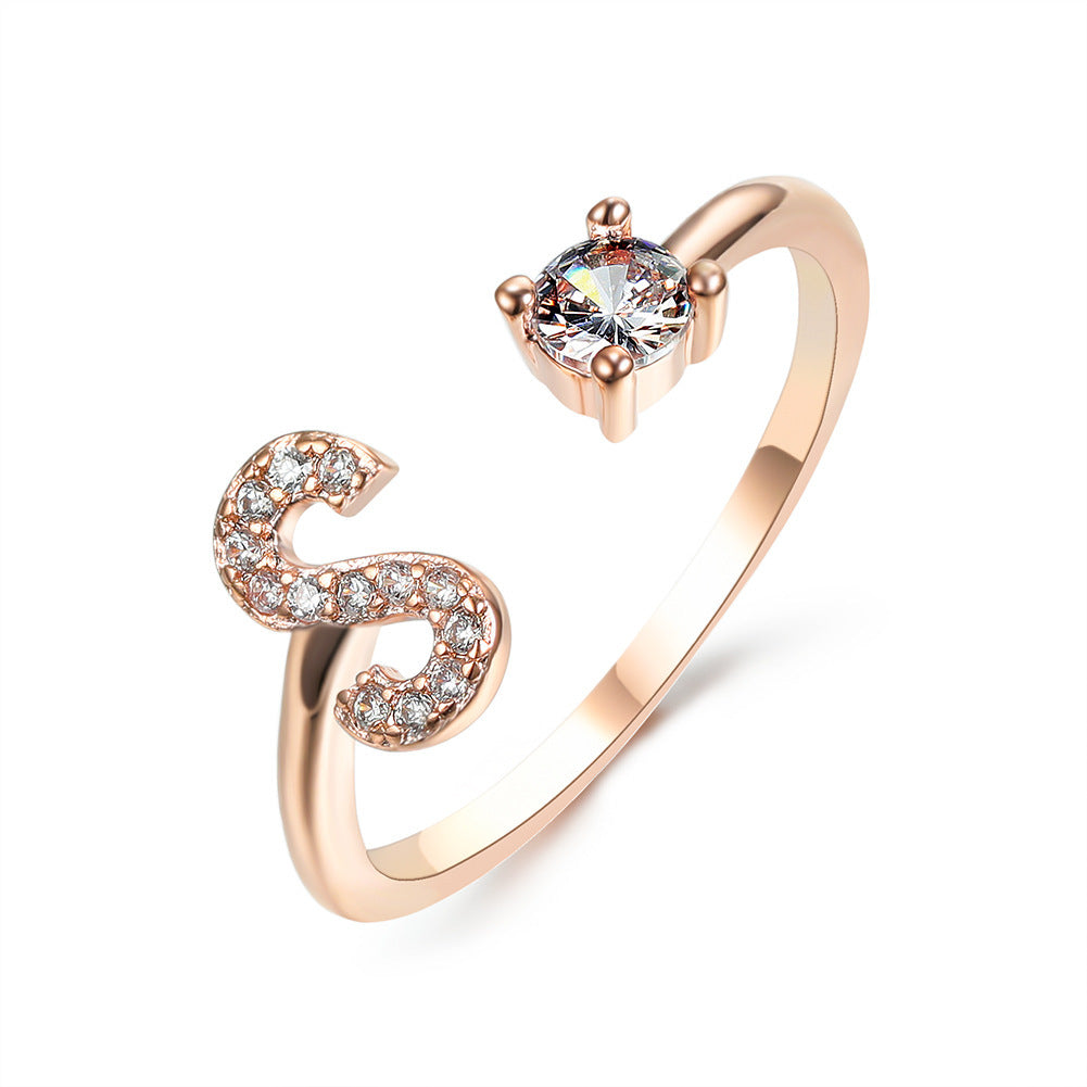 New Design Adjustable 26 Initial Letter Ring Fashion Jewelry For Women Simple Elegant Jewelry My Store