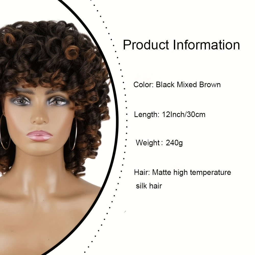Elegant 12" Black Curly Wig - Natural, Heat-Resistant & Stylish null