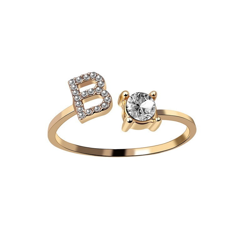 New Design Adjustable 26 Initial Letter Ring Fashion Jewelry For Women Simple Elegant Jewelry My Store