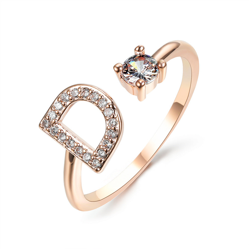 New Design Adjustable 26 Initial Letter Ring Fashion Jewelry For Women Simple Elegant Jewelry My Store