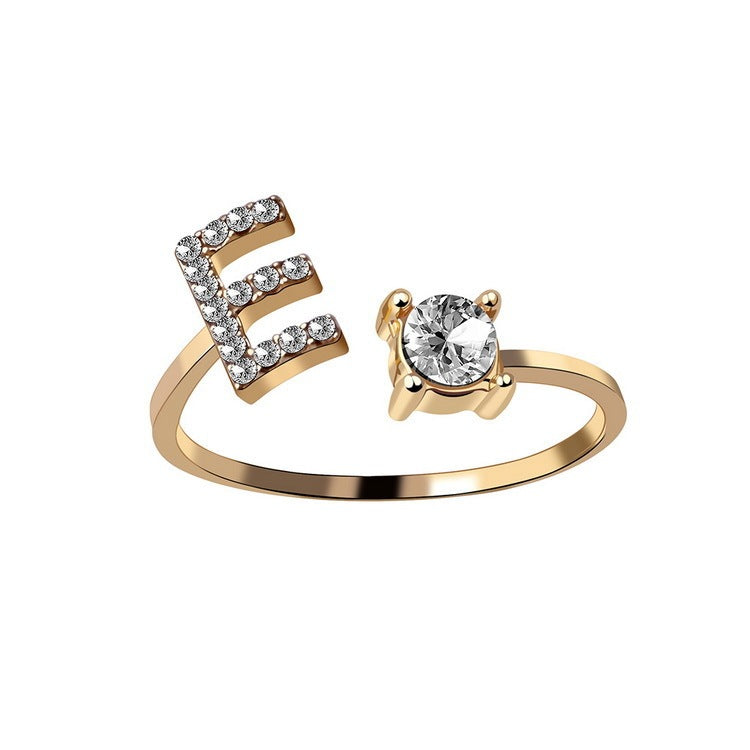 New Design Adjustable 26 Initial Letter Ring Fashion Jewelry For Women Simple Elegant Jewelry My Store