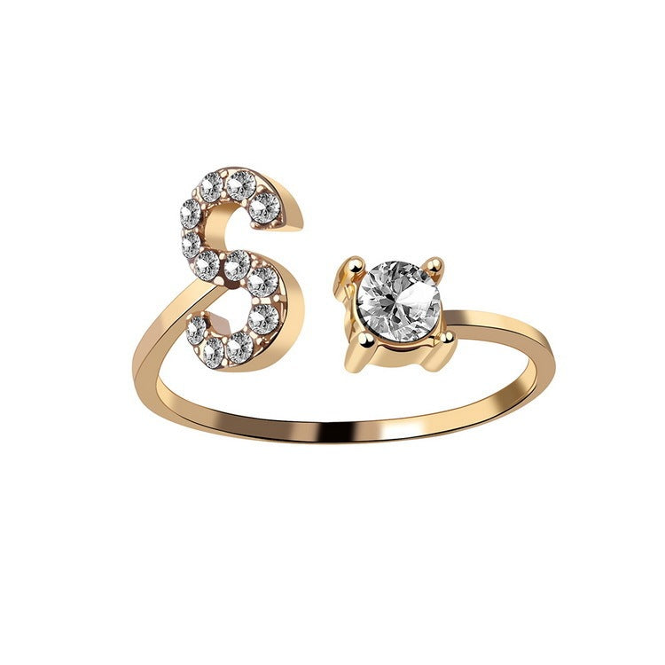 New Design Adjustable 26 Initial Letter Ring Fashion Jewelry For Women Simple Elegant Jewelry My Store
