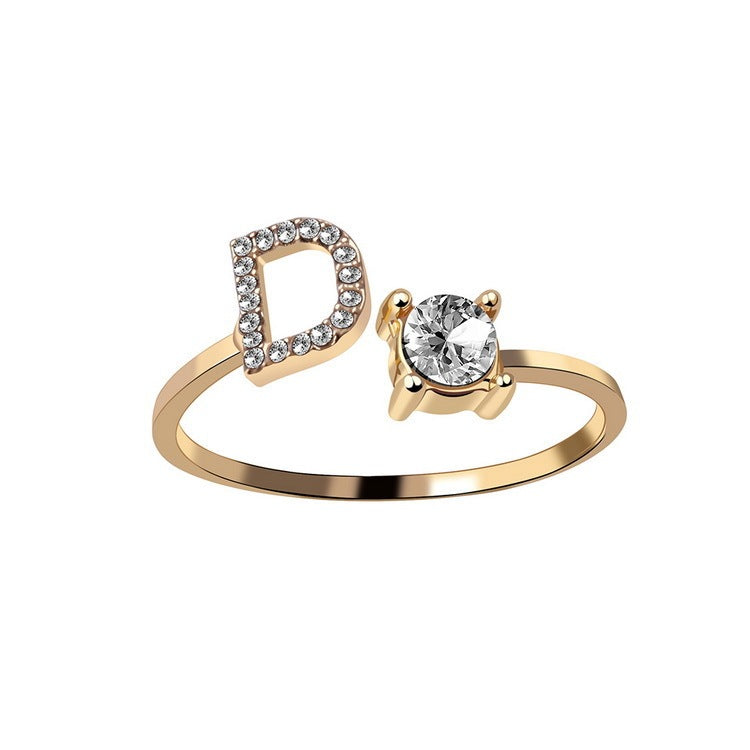 New Design Adjustable 26 Initial Letter Ring Fashion Jewelry For Women Simple Elegant Jewelry My Store
