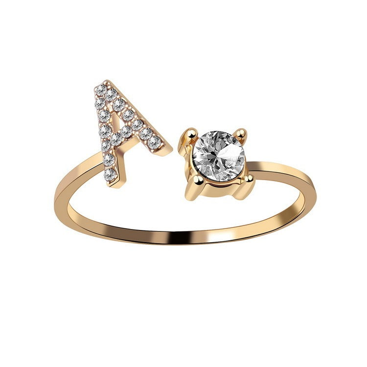 New Design Adjustable 26 Initial Letter Ring Fashion Jewelry For Women Simple Elegant Jewelry My Store
