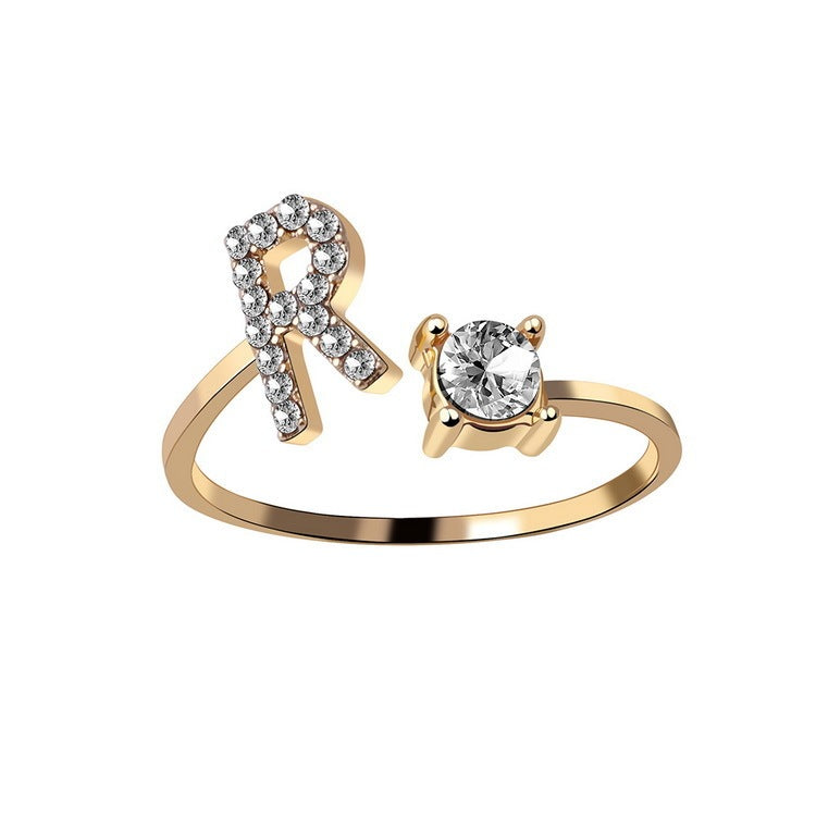 New Design Adjustable 26 Initial Letter Ring Fashion Jewelry For Women Simple Elegant Jewelry My Store
