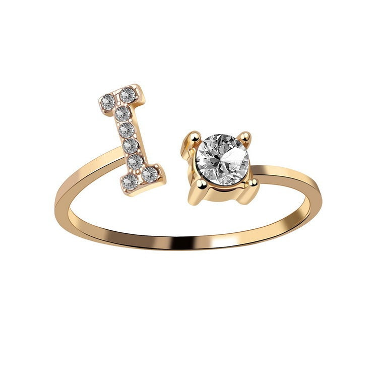 New Design Adjustable 26 Initial Letter Ring Fashion Jewelry For Women Simple Elegant Jewelry My Store