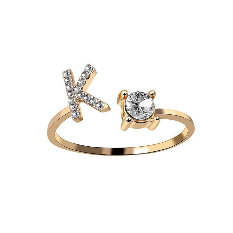 New Design Adjustable 26 Initial Letter Ring Fashion Jewelry For Women Simple Elegant Jewelry My Store