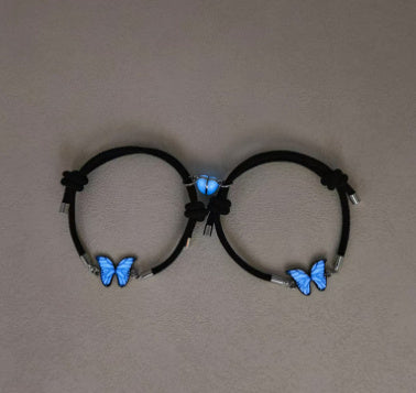 Fashion Blue Luminous Butterfly Necklace Bracelet Set For Glow In The Dark Women Clavicle Chain Choker Party Jewelry Set Gift My Store