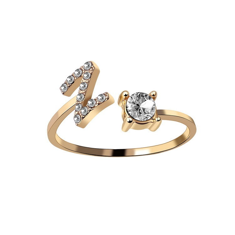 New Design Adjustable 26 Initial Letter Ring Fashion Jewelry For Women Simple Elegant Jewelry My Store