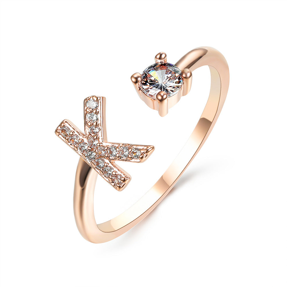 New Design Adjustable 26 Initial Letter Ring Fashion Jewelry For Women Simple Elegant Jewelry My Store