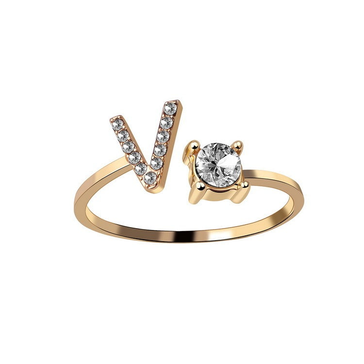 New Design Adjustable 26 Initial Letter Ring Fashion Jewelry For Women Simple Elegant Jewelry My Store