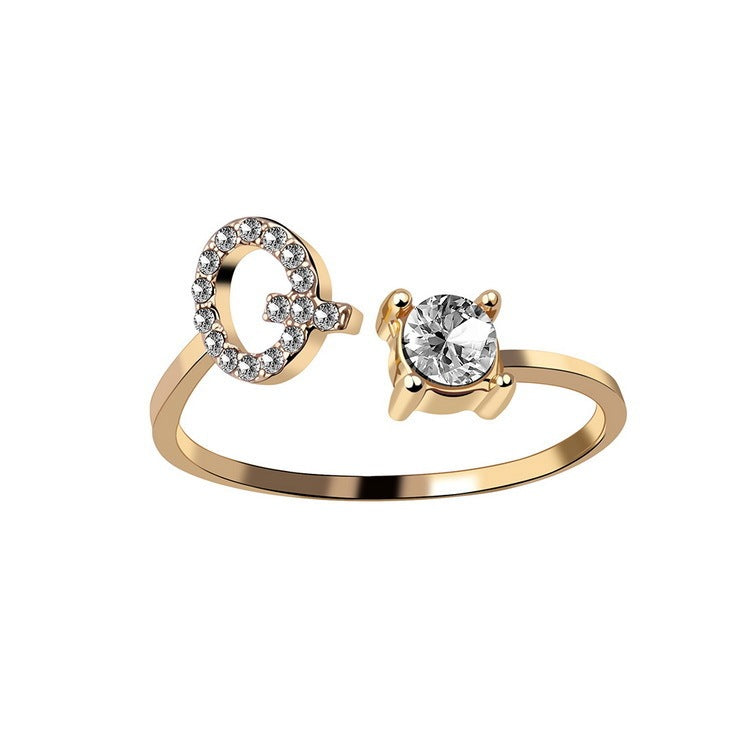 New Design Adjustable 26 Initial Letter Ring Fashion Jewelry For Women Simple Elegant Jewelry My Store