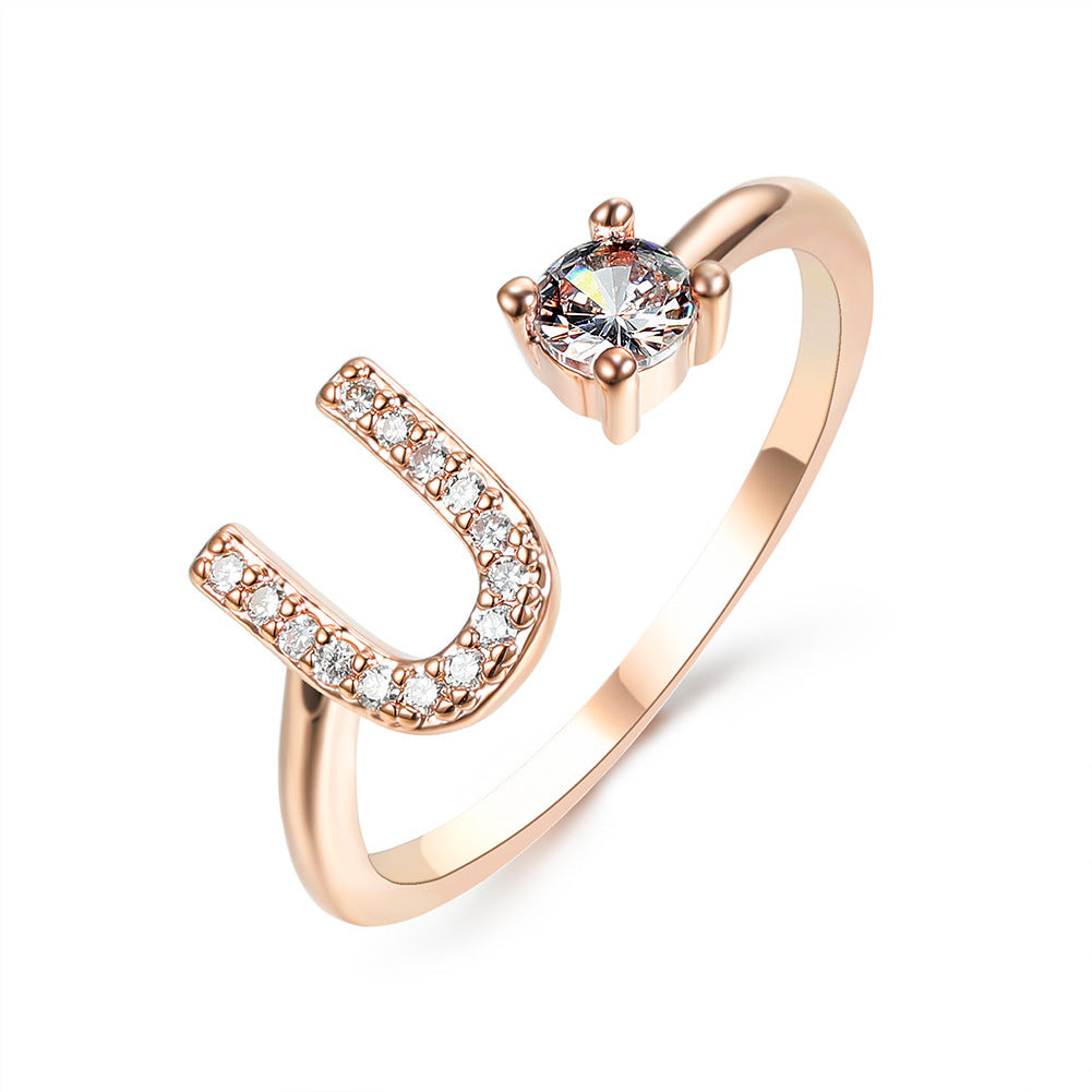 New Design Adjustable 26 Initial Letter Ring Fashion Jewelry For Women Simple Elegant Jewelry My Store