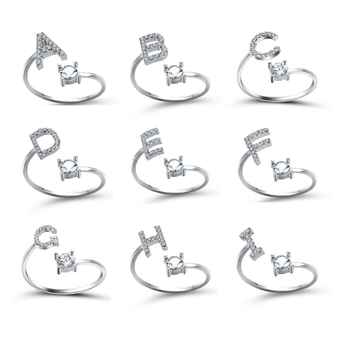 New Design Adjustable 26 Initial Letter Ring Fashion Jewelry For Women Simple Elegant Jewelry My Store