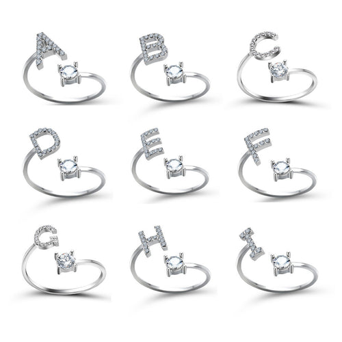 New Design Adjustable 26 Initial Letter Ring Fashion Jewelry For Women Simple Elegant Jewelry My Store