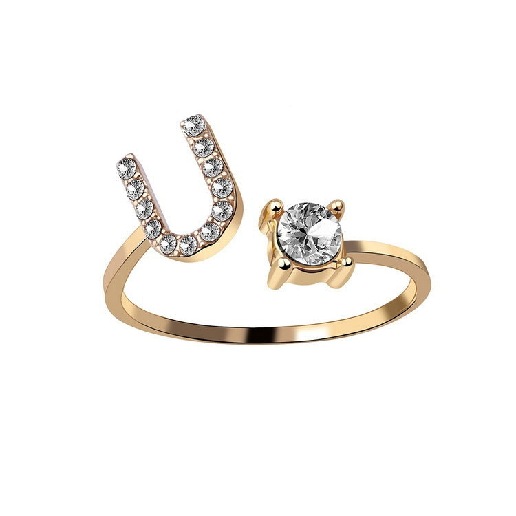 New Design Adjustable 26 Initial Letter Ring Fashion Jewelry For Women Simple Elegant Jewelry My Store