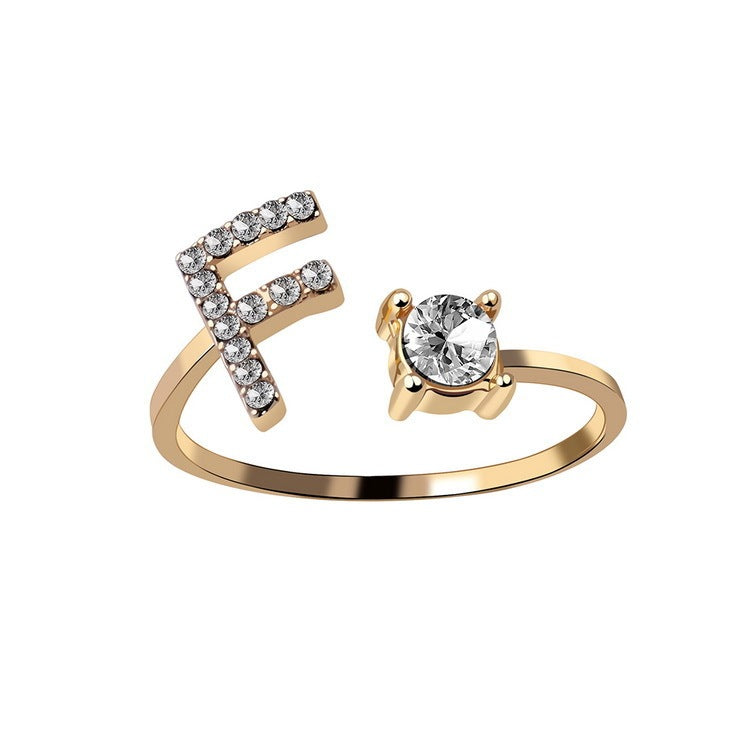 New Design Adjustable 26 Initial Letter Ring Fashion Jewelry For Women Simple Elegant Jewelry My Store
