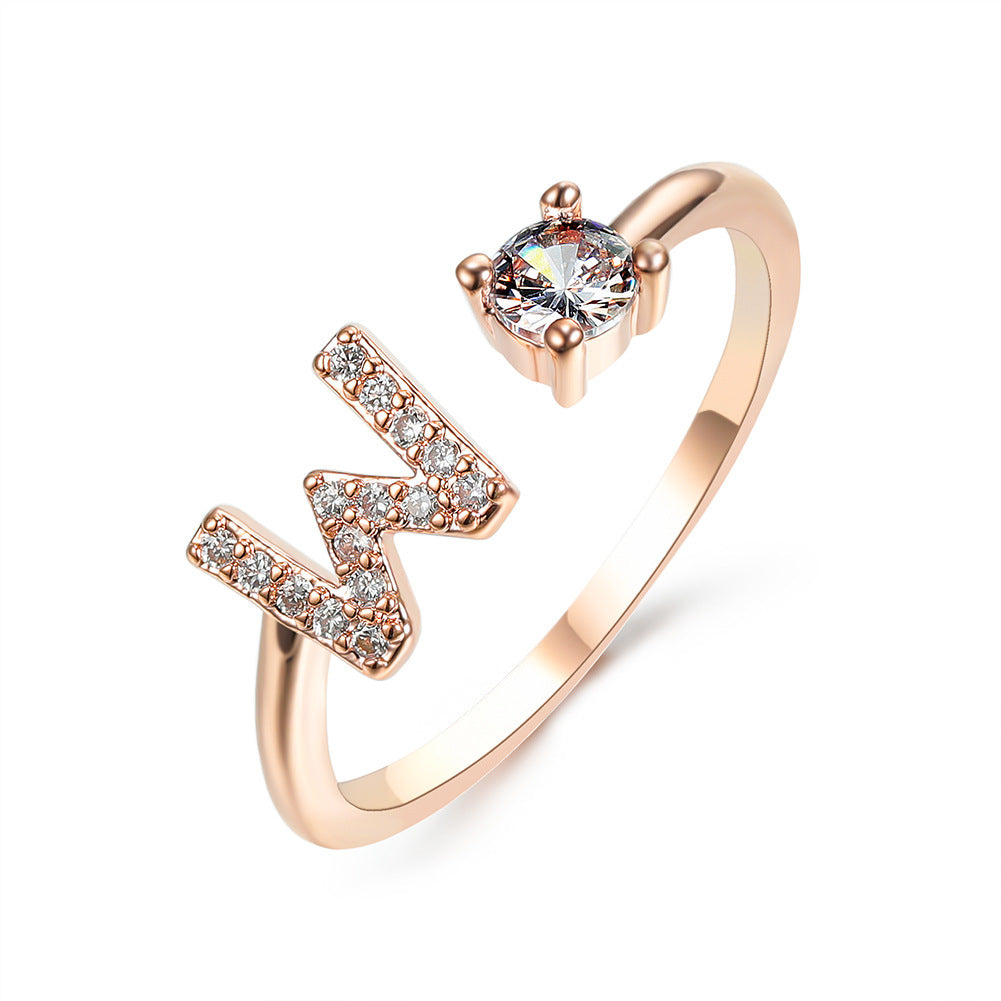 New Design Adjustable 26 Initial Letter Ring Fashion Jewelry For Women Simple Elegant Jewelry My Store