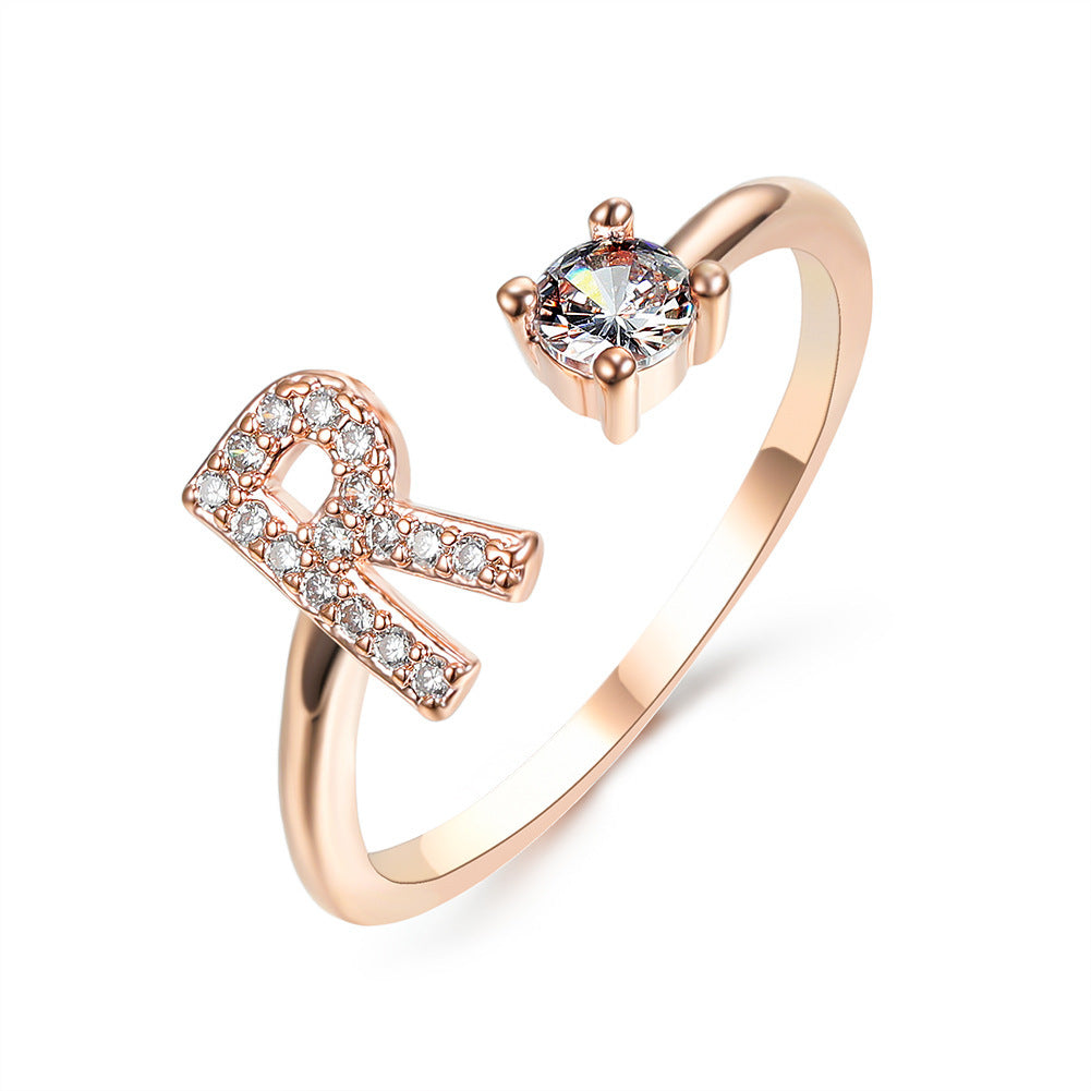 New Design Adjustable 26 Initial Letter Ring Fashion Jewelry For Women Simple Elegant Jewelry My Store