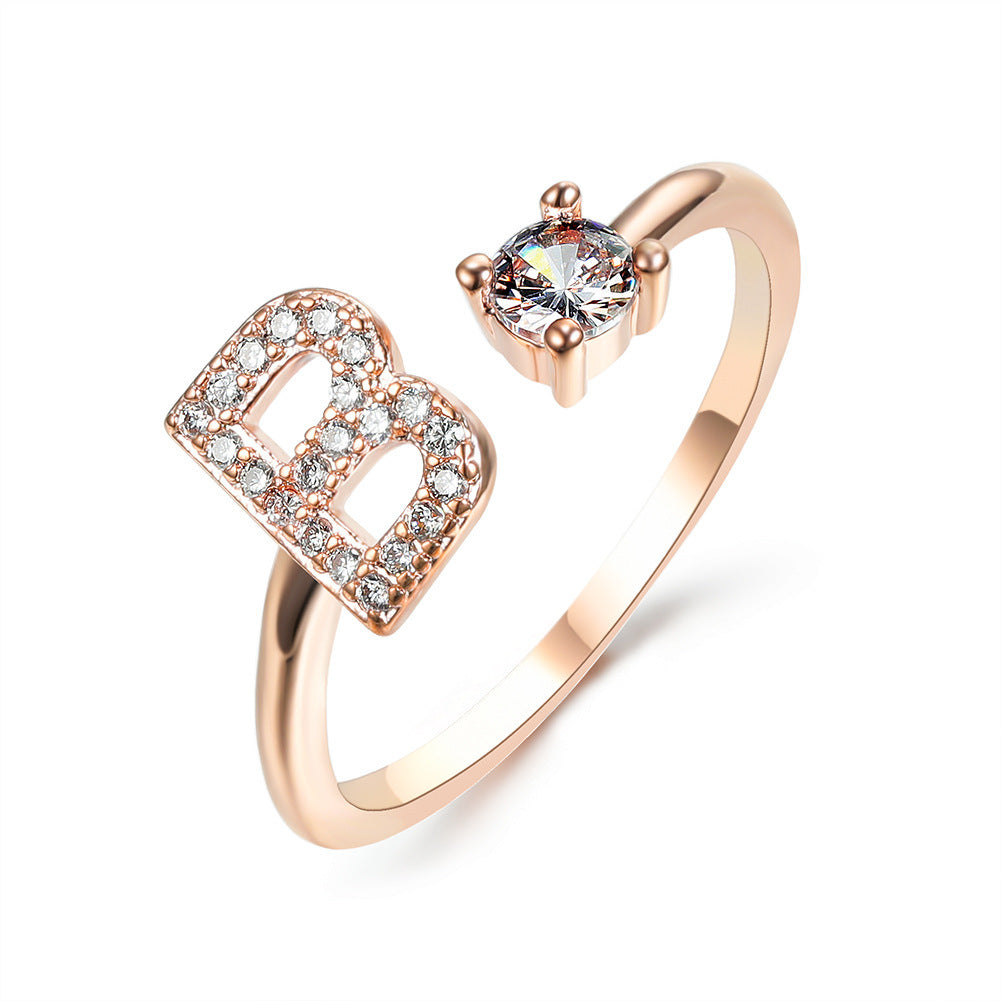 New Design Adjustable 26 Initial Letter Ring Fashion Jewelry For Women Simple Elegant Jewelry My Store