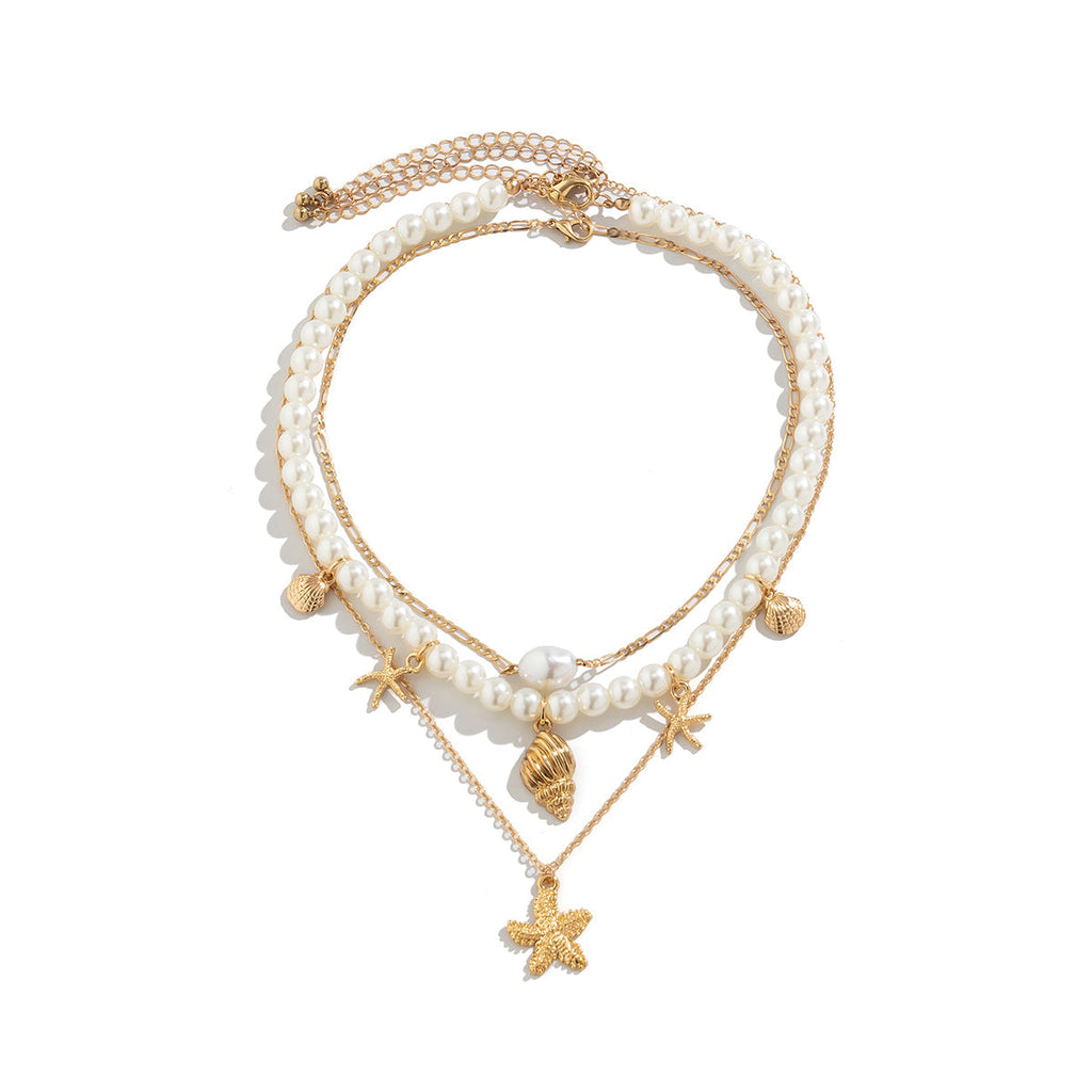 3-piece Set Of Starfish Shell Pearl Necklace My Store