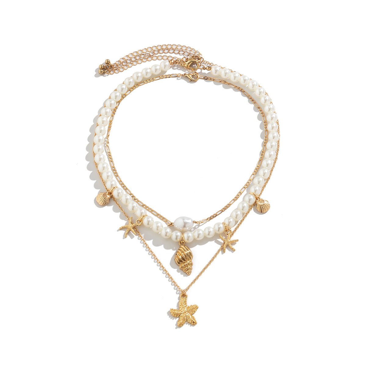 3-piece Set Of Starfish Shell Pearl Necklace My Store