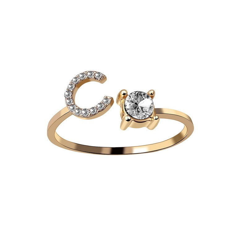 New Design Adjustable 26 Initial Letter Ring Fashion Jewelry For Women Simple Elegant Jewelry My Store