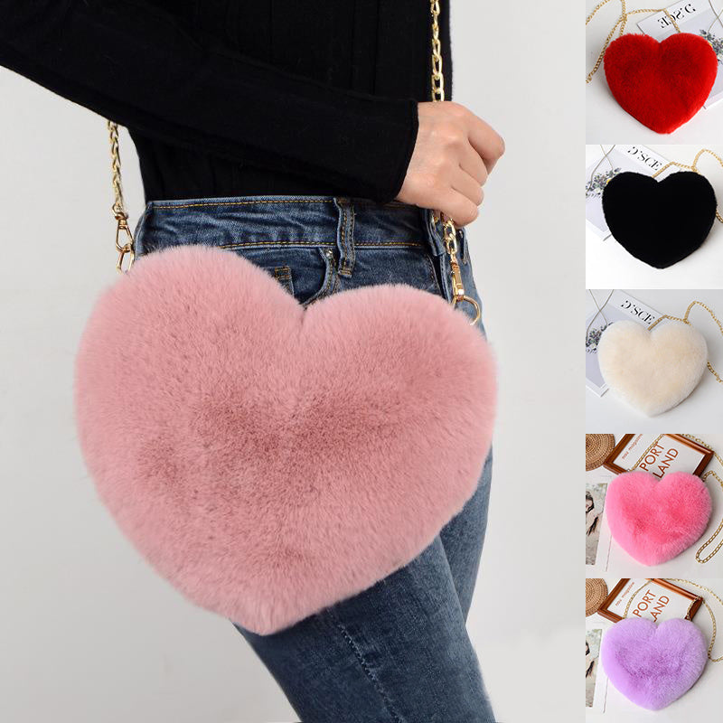 Love Bags For Women Plush Chain Shoulder Bags Valentine's Day Party Bag My Store