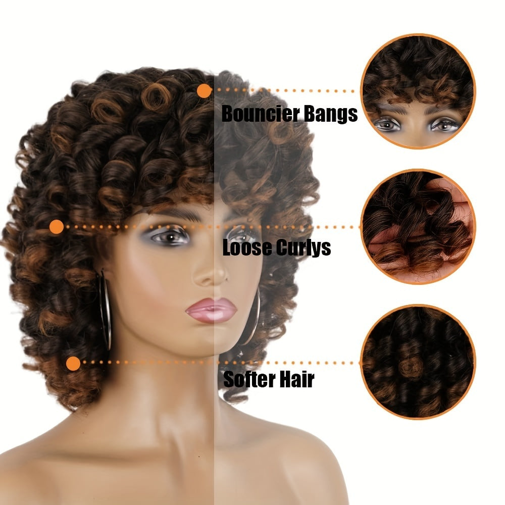 Elegant 12" Black Curly Wig - Natural, Heat-Resistant & Stylish null