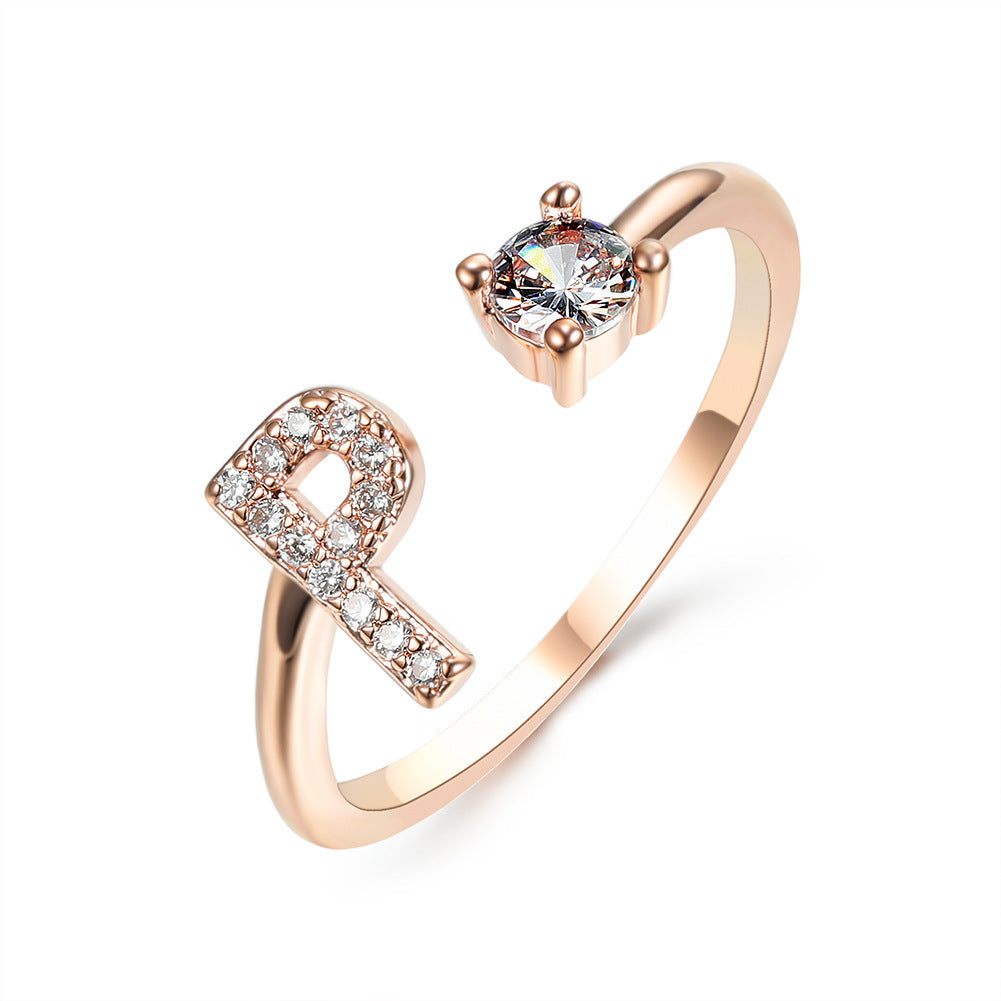 New Design Adjustable 26 Initial Letter Ring Fashion Jewelry For Women Simple Elegant Jewelry My Store
