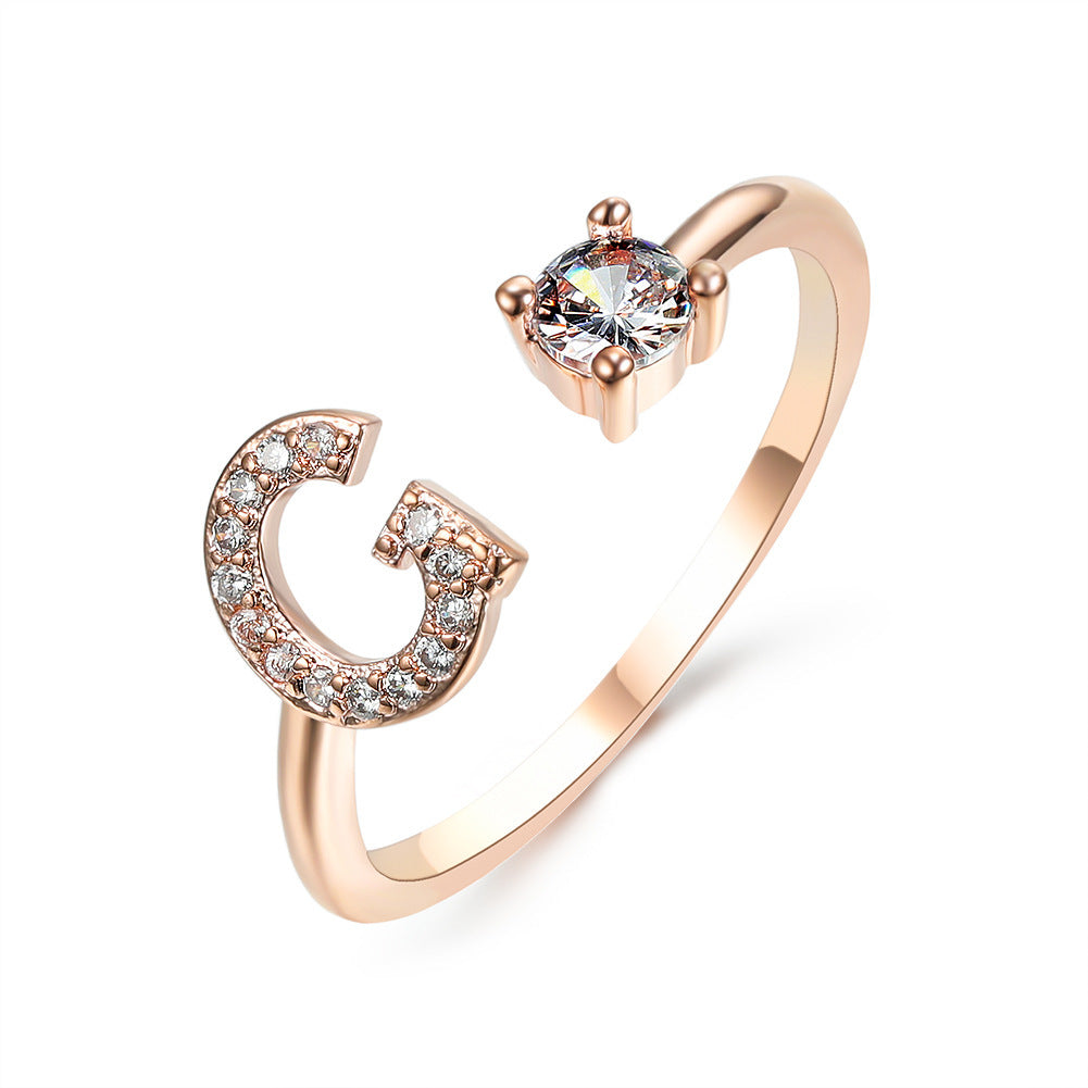 New Design Adjustable 26 Initial Letter Ring Fashion Jewelry For Women Simple Elegant Jewelry My Store