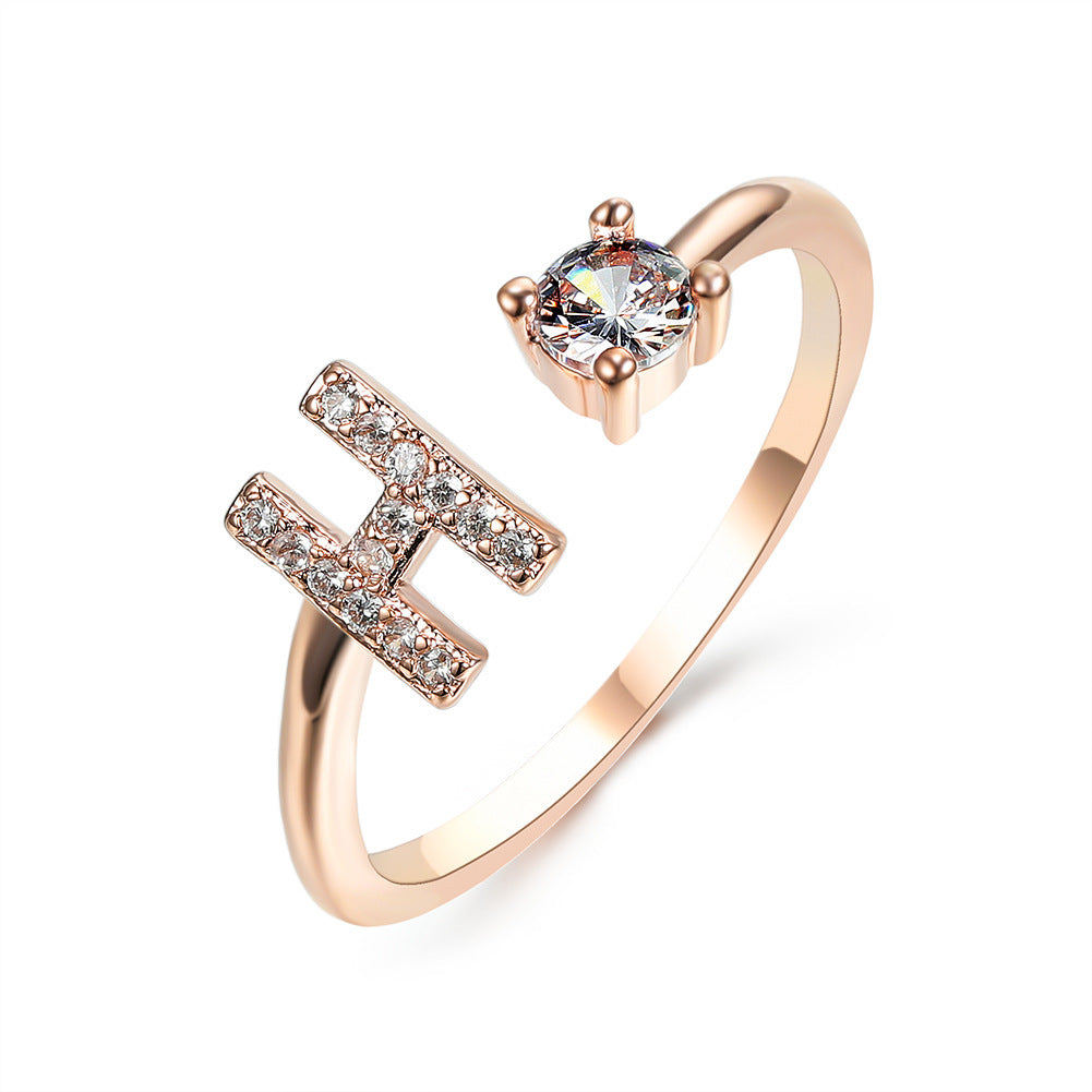 New Design Adjustable 26 Initial Letter Ring Fashion Jewelry For Women Simple Elegant Jewelry My Store