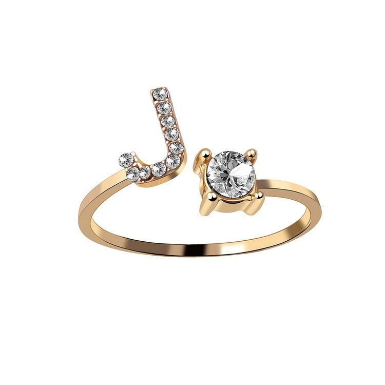 New Design Adjustable 26 Initial Letter Ring Fashion Jewelry For Women Simple Elegant Jewelry My Store