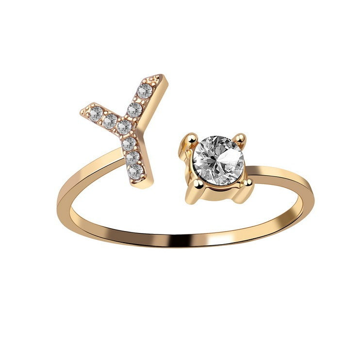 New Design Adjustable 26 Initial Letter Ring Fashion Jewelry For Women Simple Elegant Jewelry My Store
