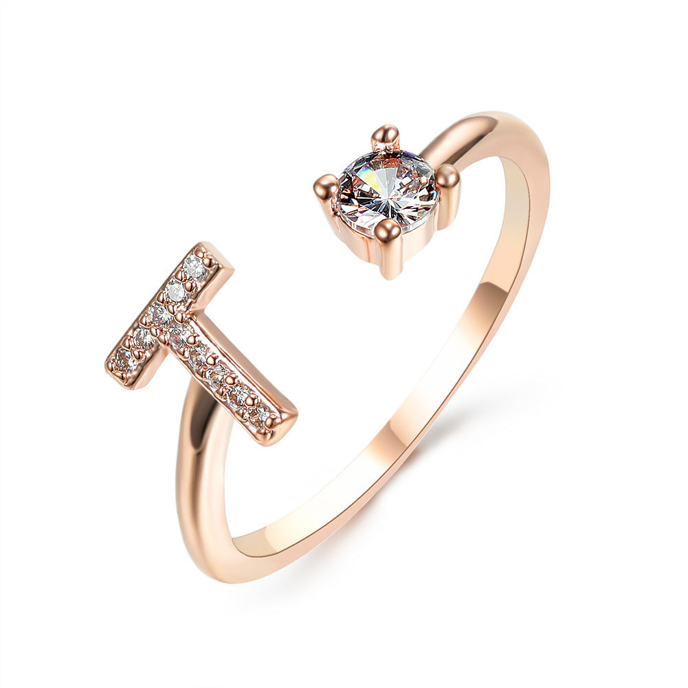 New Design Adjustable 26 Initial Letter Ring Fashion Jewelry For Women Simple Elegant Jewelry My Store
