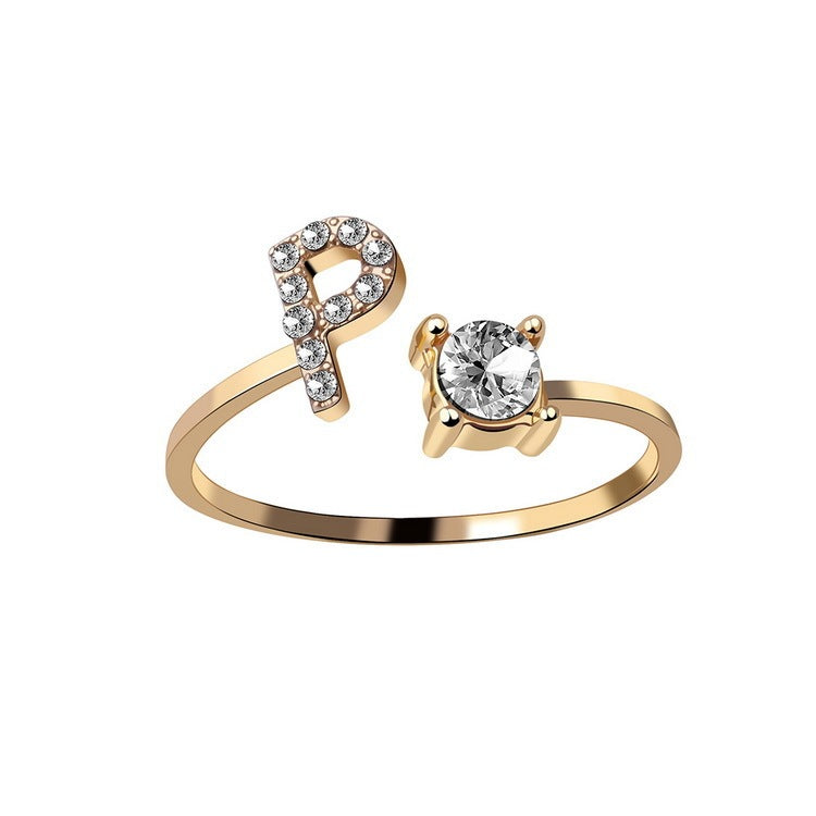New Design Adjustable 26 Initial Letter Ring Fashion Jewelry For Women Simple Elegant Jewelry My Store