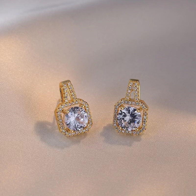 Fashion Jewelry Set Zircon Gem Pendant Chain Choker Necklace For Women Gold Color Stud Earring Statement Wedding Ring My Store