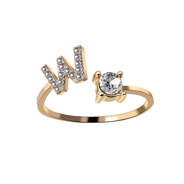 New Design Adjustable 26 Initial Letter Ring Fashion Jewelry For Women Simple Elegant Jewelry My Store