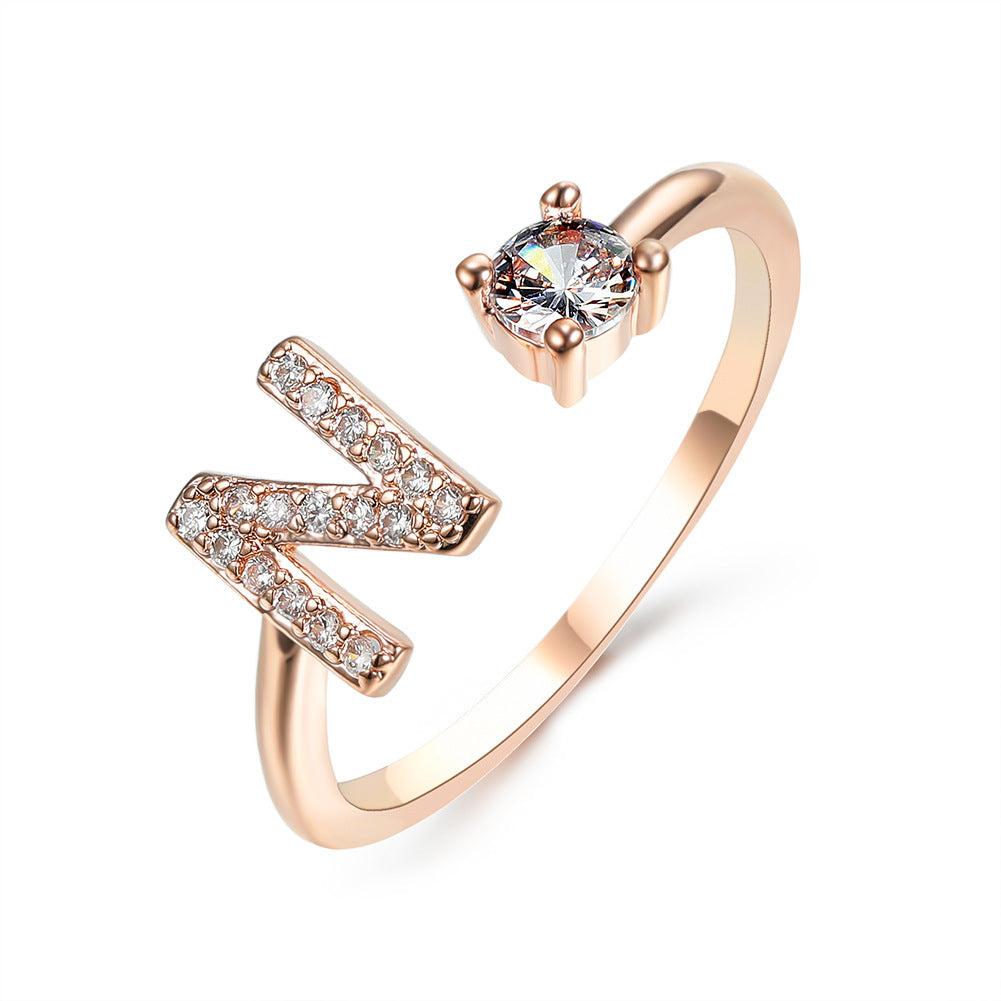 New Design Adjustable 26 Initial Letter Ring Fashion Jewelry For Women Simple Elegant Jewelry My Store