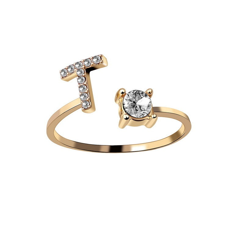 New Design Adjustable 26 Initial Letter Ring Fashion Jewelry For Women Simple Elegant Jewelry My Store