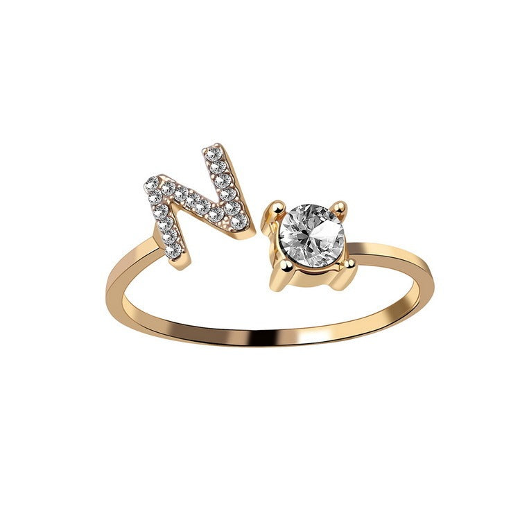 New Design Adjustable 26 Initial Letter Ring Fashion Jewelry For Women Simple Elegant Jewelry My Store