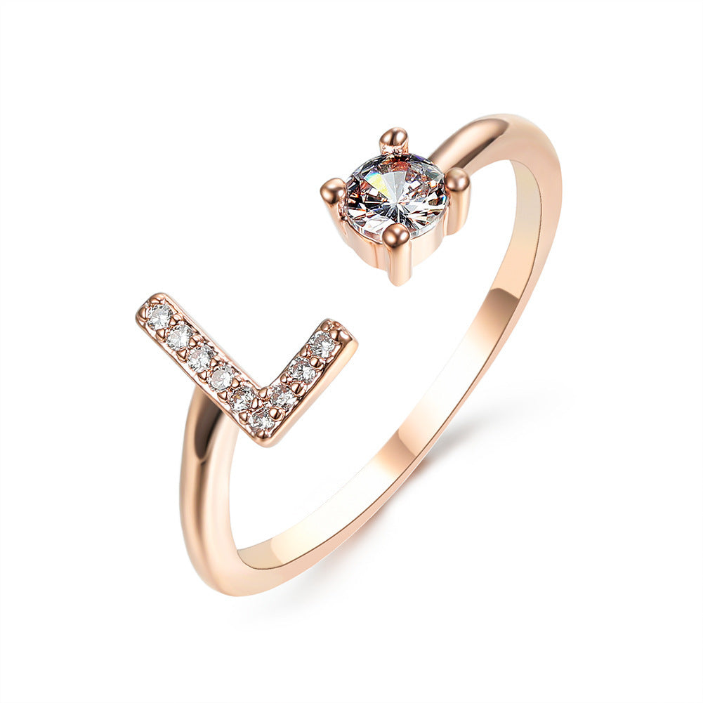 New Design Adjustable 26 Initial Letter Ring Fashion Jewelry For Women Simple Elegant Jewelry My Store