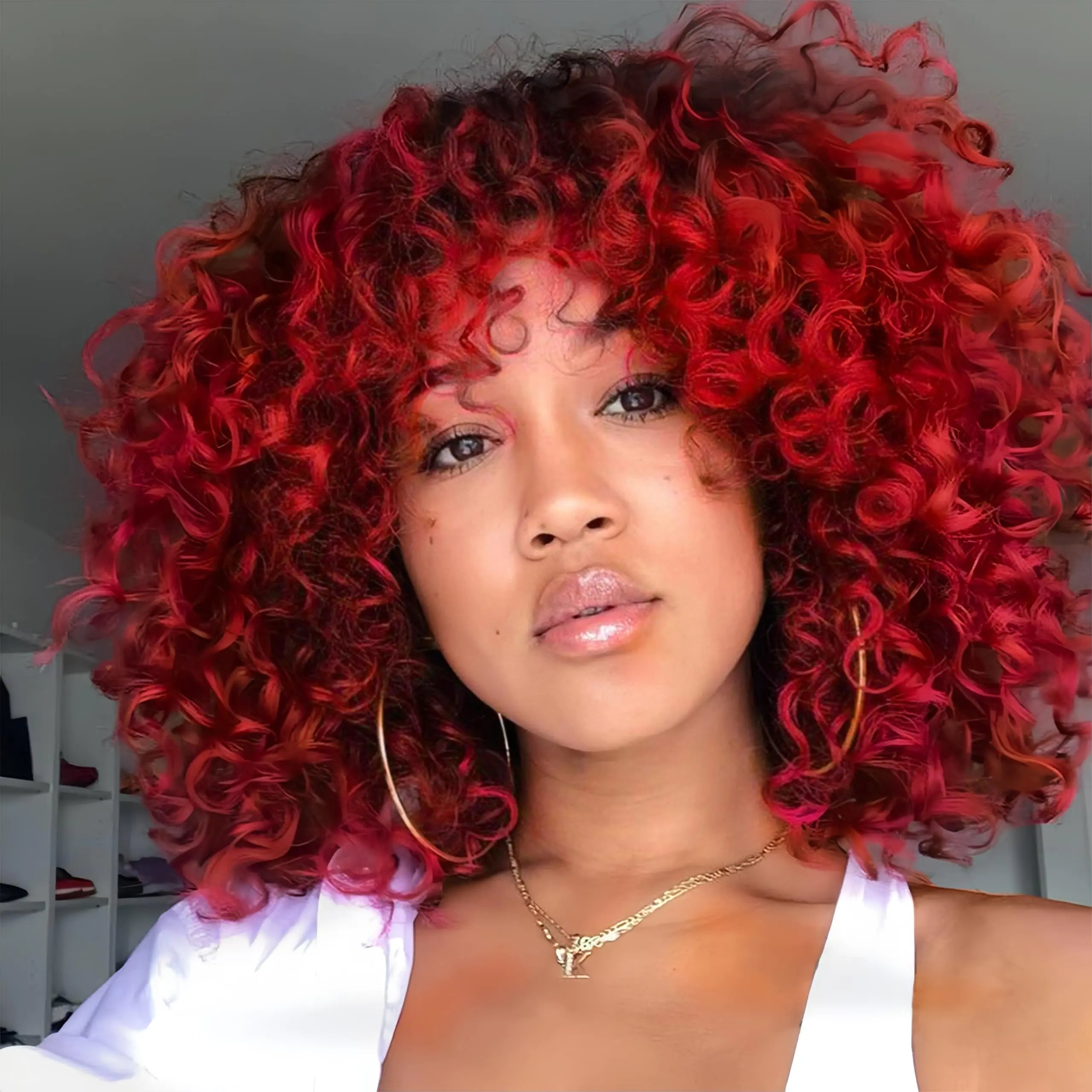 Sabosi Red Afro Curly Wigs 70s Kinky Wigs for Black Women Synthetic Afro Curly Wigs for Women My Store