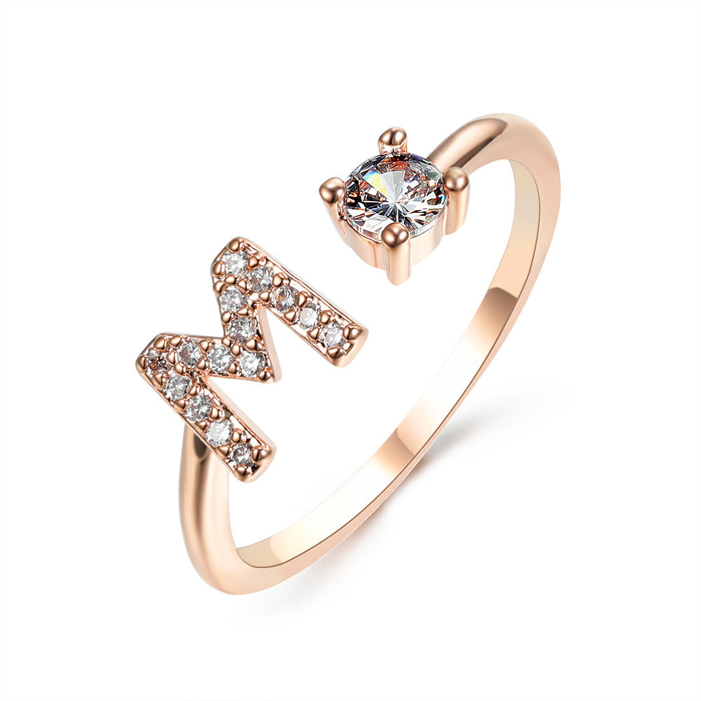 New Design Adjustable 26 Initial Letter Ring Fashion Jewelry For Women Simple Elegant Jewelry My Store