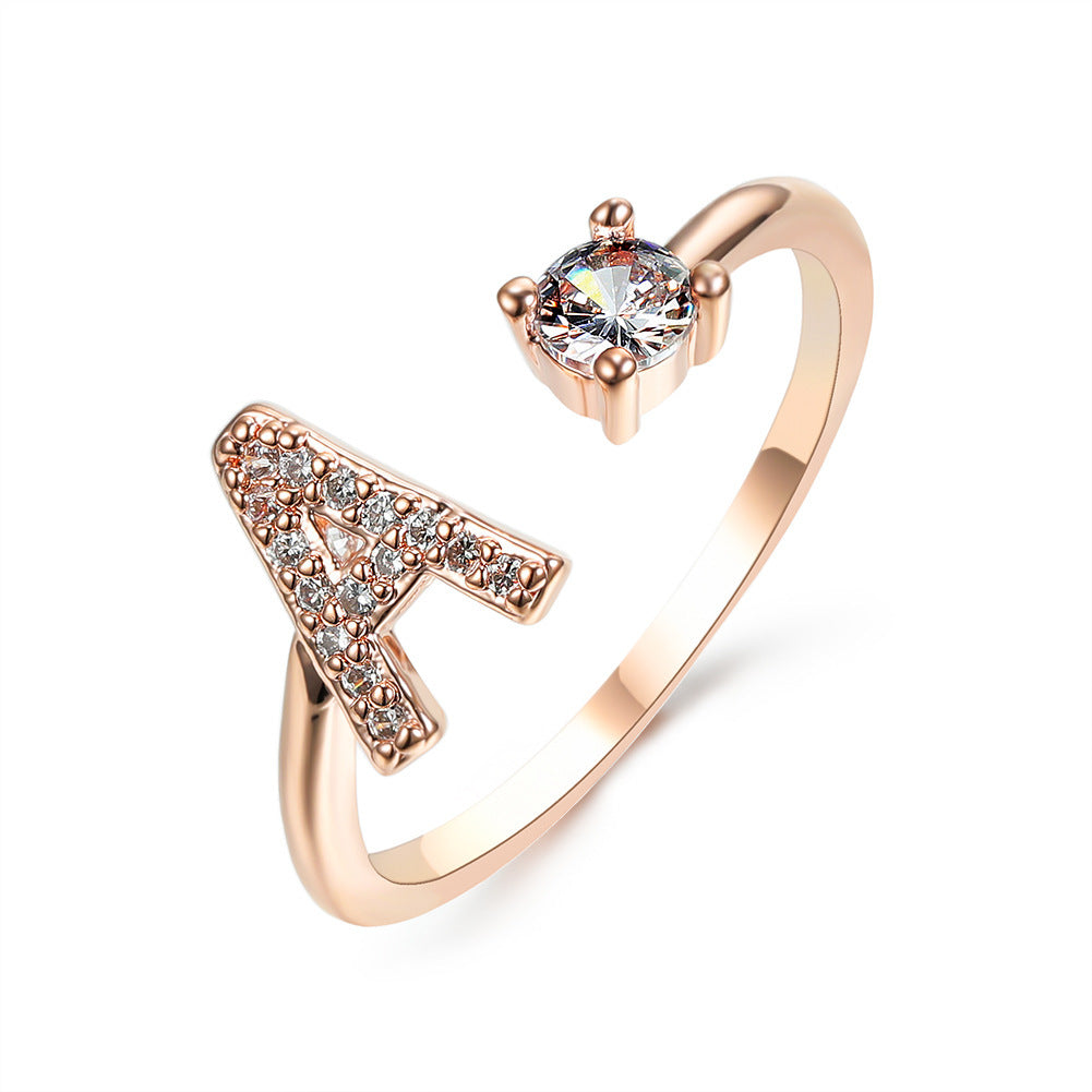 New Design Adjustable 26 Initial Letter Ring Fashion Jewelry For Women Simple Elegant Jewelry My Store