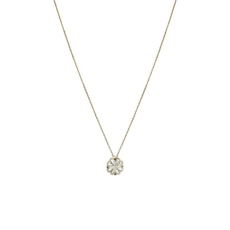 Retro Magnetic Folding Heart Shaped Four Leaf Clover Pendant Necklace Women Love Clavicle Chain Gifts Openable Choker Jewelry My Store