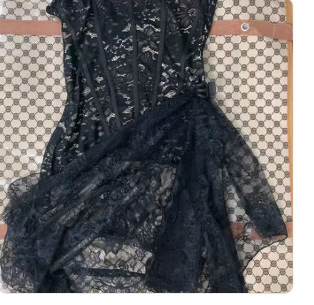 Strapless Lace Dress Party Women Fashion And Sexy Slim Skirt With Back Lace-up Design My Store