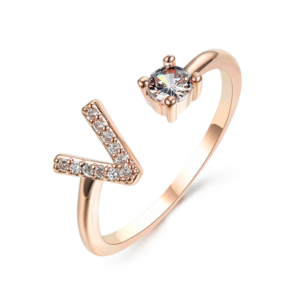 New Design Adjustable 26 Initial Letter Ring Fashion Jewelry For Women Simple Elegant Jewelry My Store