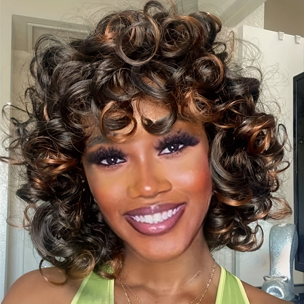 Elegant 12" Black Curly Wig - Natural, Heat-Resistant & Stylish null