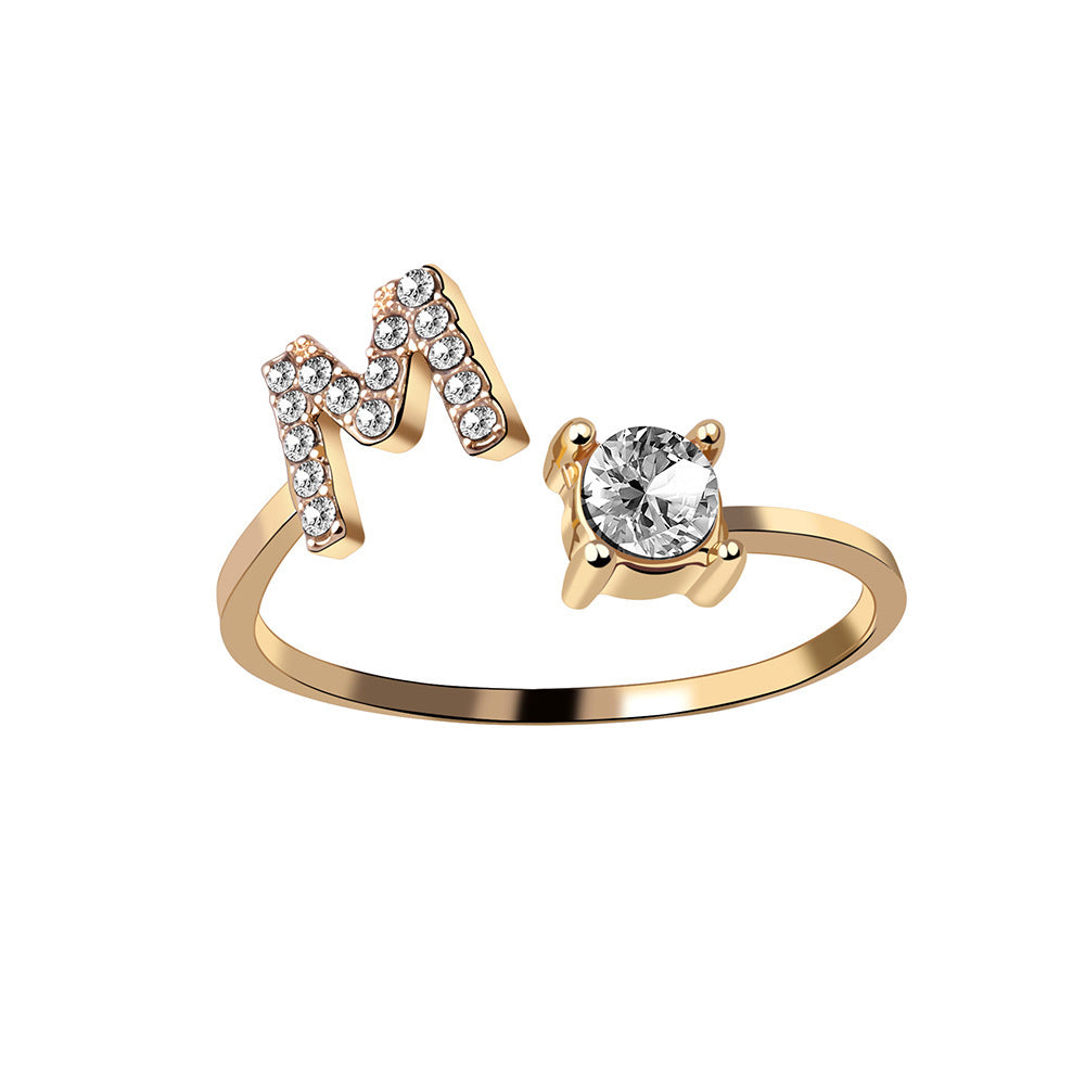 New Design Adjustable 26 Initial Letter Ring Fashion Jewelry For Women Simple Elegant Jewelry My Store